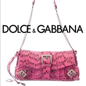 Dolce Gabbana hot pink snakeskin mini purse